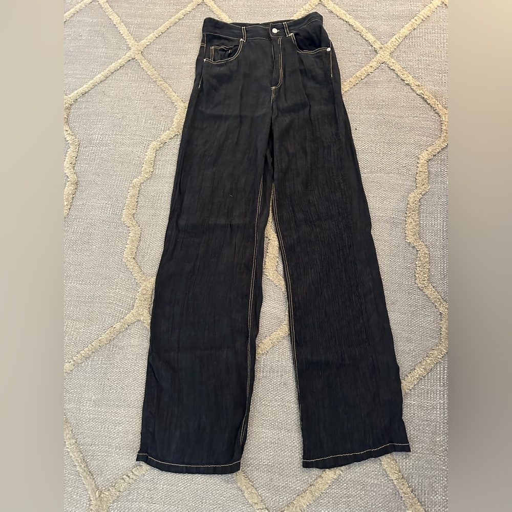 Zara black crinkle trousers